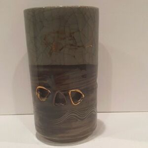 Vtg. Otagiri Somayaki Ware Reticulated Dbl Wall Cup Mug Vase